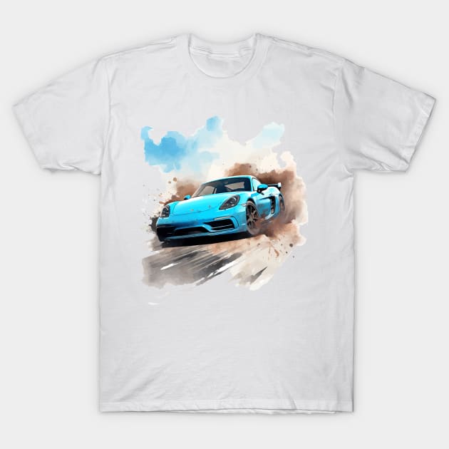 Porsche Cayman Watercolor T-Shirt by Keller Apparel Co.